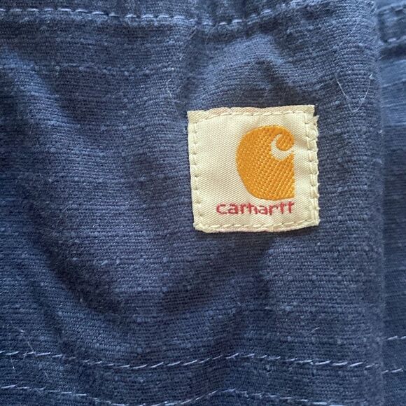 EUC Carhartt Mens Drawstring Cargo Navy Blue Pants - Picture 9 of 10